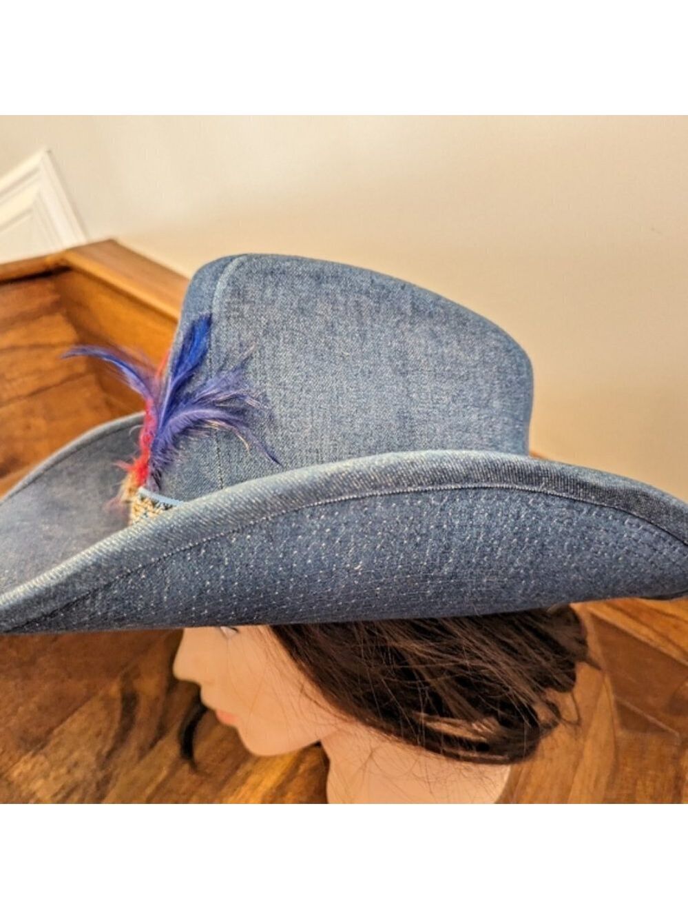 Vintage western 60's blue denim cowboy hat. Size 7-7 1/8 - Picture 14 of 16